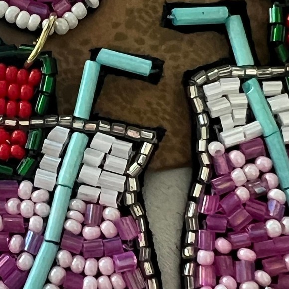 Cocktail Pink Purple White Seed Bead Felt Back Earrings by Treasure Jewels‎ NEW - Picture 11 of 12